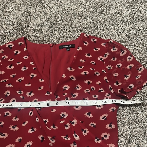 Light Flaws Madewell Red Floral Dress Size 0 - Picture 10 of 13